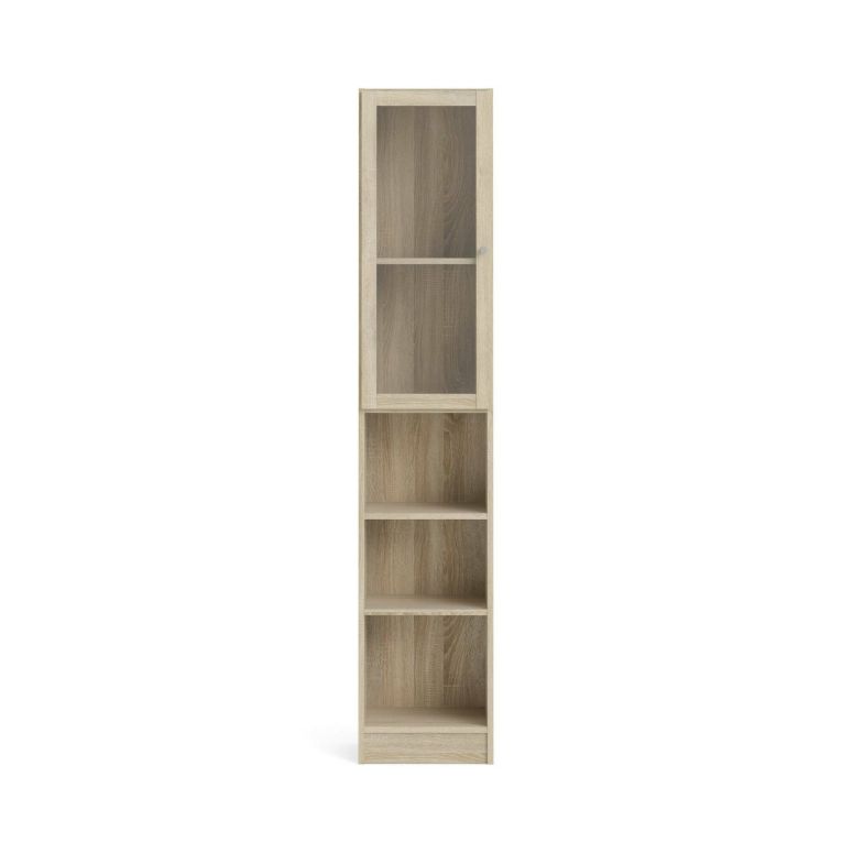 Libreria Alberte, Scaffale da ufficio, Mobile portalibri, Biblioteca, 28x41 h203 cm, Quercia