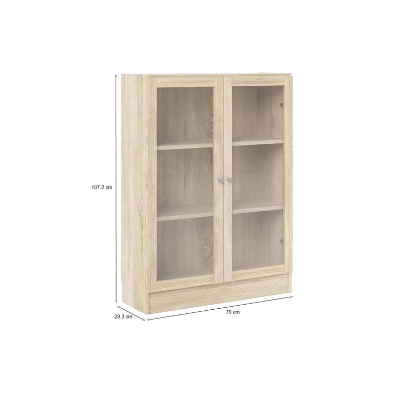 Libreria Aline, Scaffale da ufficio, Mobile portalibri, Biblioteca, 28x79 h107 cm, Quercia