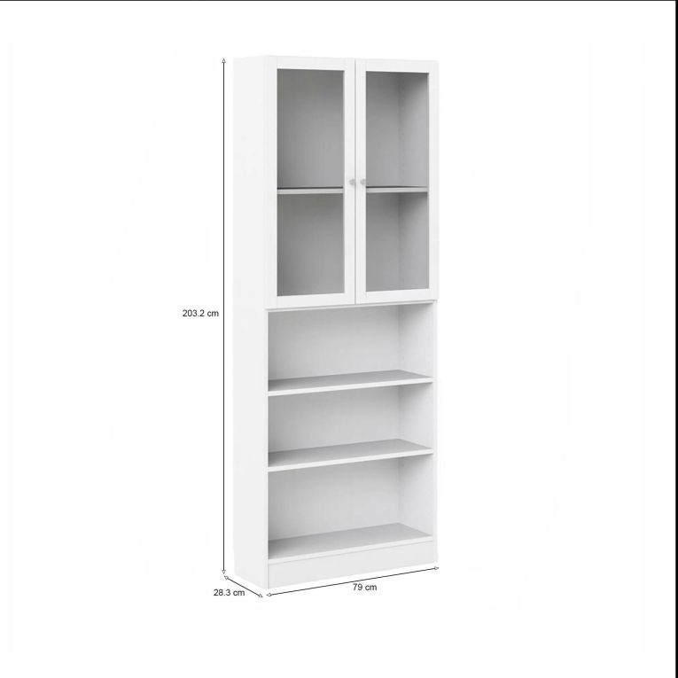 Libreria Alixane, Scaffale da ufficio, Mobile portalibri, Biblioteca, 28x79 h203 cm, Bianco