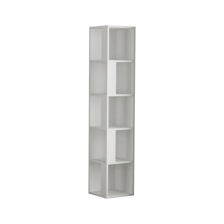 Libreria Alpheratz, Scaffale da ufficio, Mobile portalibri, Biblioteca, 34x34 h161 cm, Bianco