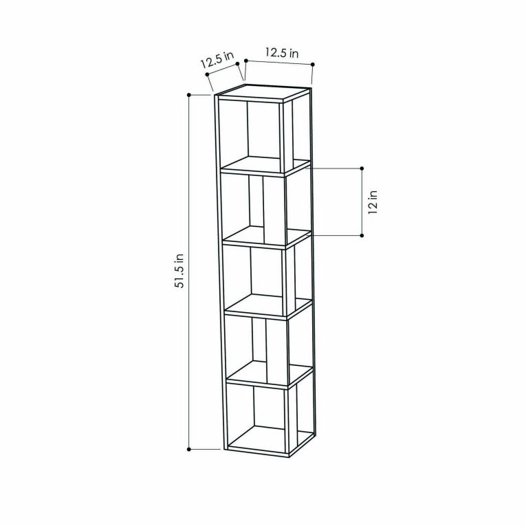 Libreria Alpheratz, Scaffale da ufficio, Mobile portalibri, Biblioteca, 34x34 h161 cm, Bianco