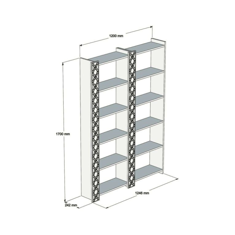 Libreria Alula, Scaffale da ufficio, Mobile portalibri, Biblioteca, Noce e Bianco, 125x24h170 cm