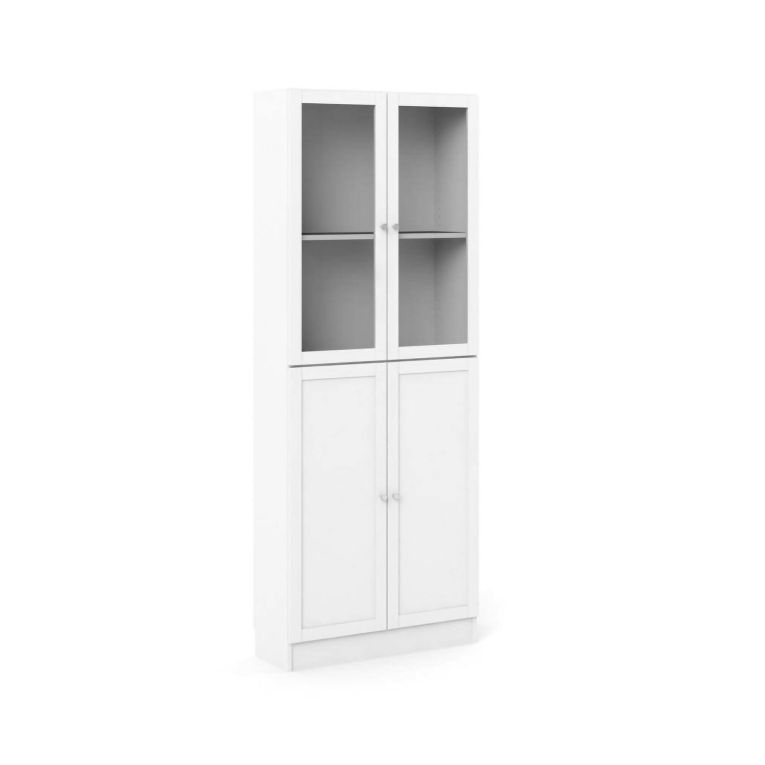 Libreria Alysson, Scaffale da ufficio, Mobile portalibri, Biblioteca, 79x28 h203 cm, Bianco