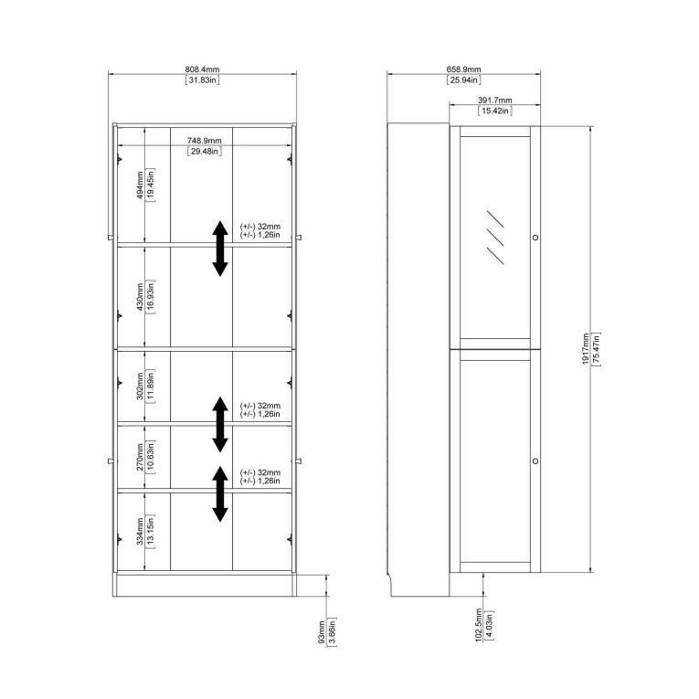 Libreria Alysson, Scaffale da ufficio, Mobile portalibri, Biblioteca, 79x28 h203 cm, Bianco