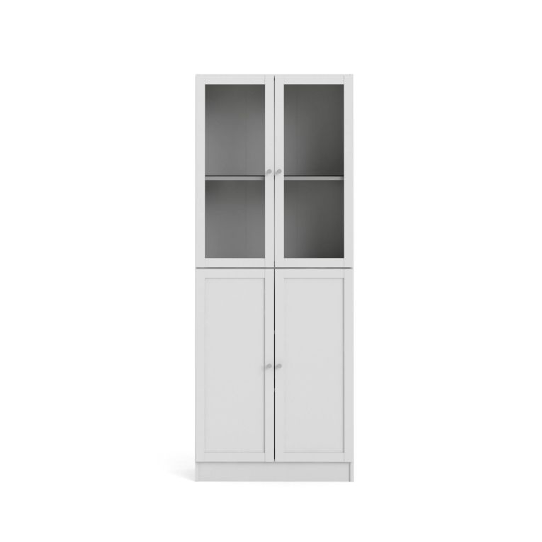 Libreria Alysson, Scaffale da ufficio, Mobile portalibri, Biblioteca, 79x28 h203 cm, Bianco