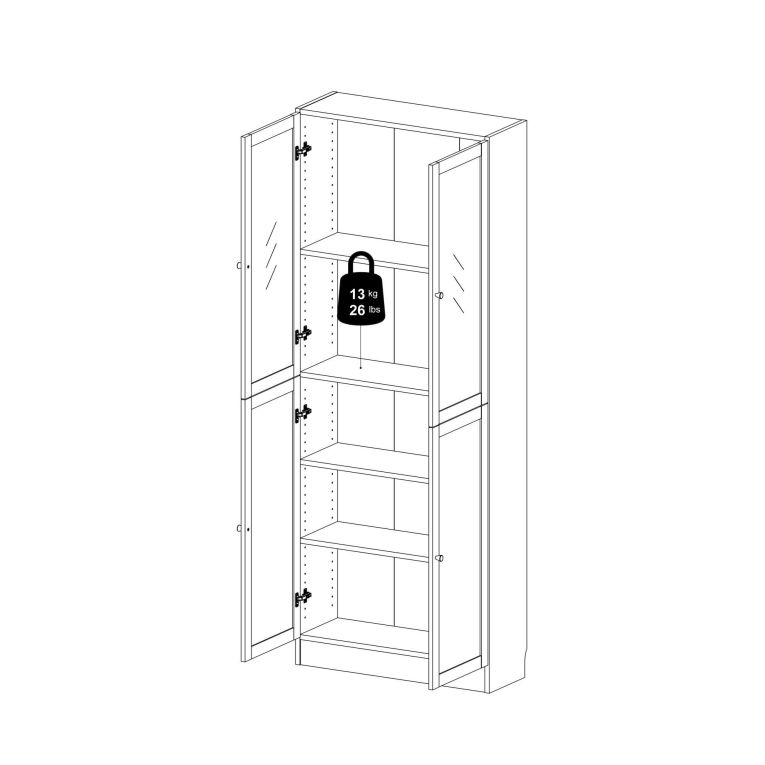 Libreria Alysson, Scaffale da ufficio, Mobile portalibri, Biblioteca, 79x28 h203 cm, Bianco
