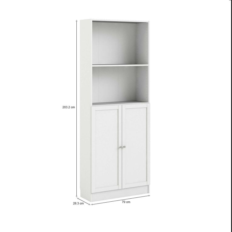 Libreria Anastasie, Scaffale da ufficio, Mobile portalibri, Biblioteca, 28x79 h203 cm, Bianco