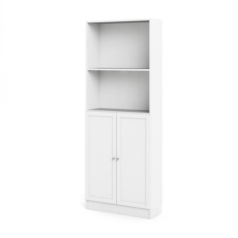 Libreria Anastasie, Scaffale da ufficio, Mobile portalibri, Biblioteca, 28x79 h203 cm, Bianco