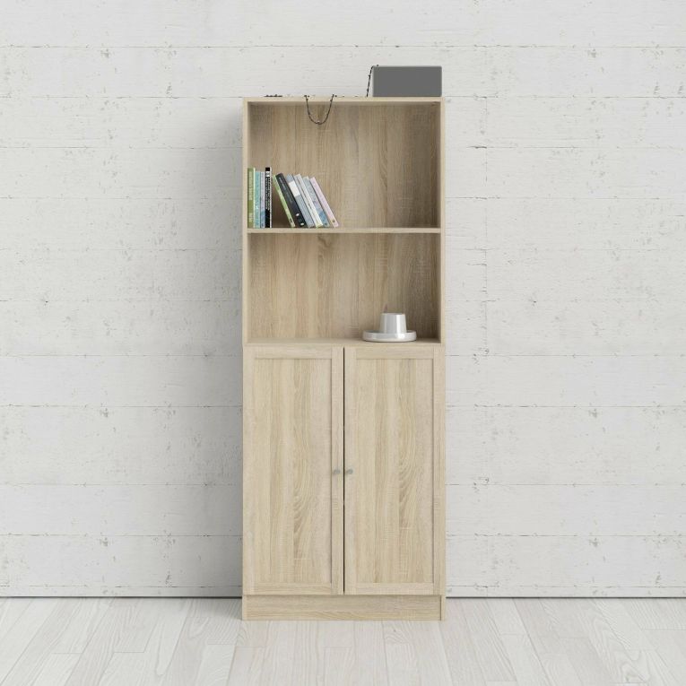 Libreria Anastasie, Scaffale da ufficio, Mobile portalibri, Biblioteca, 28x79 h203 cm, Quercia