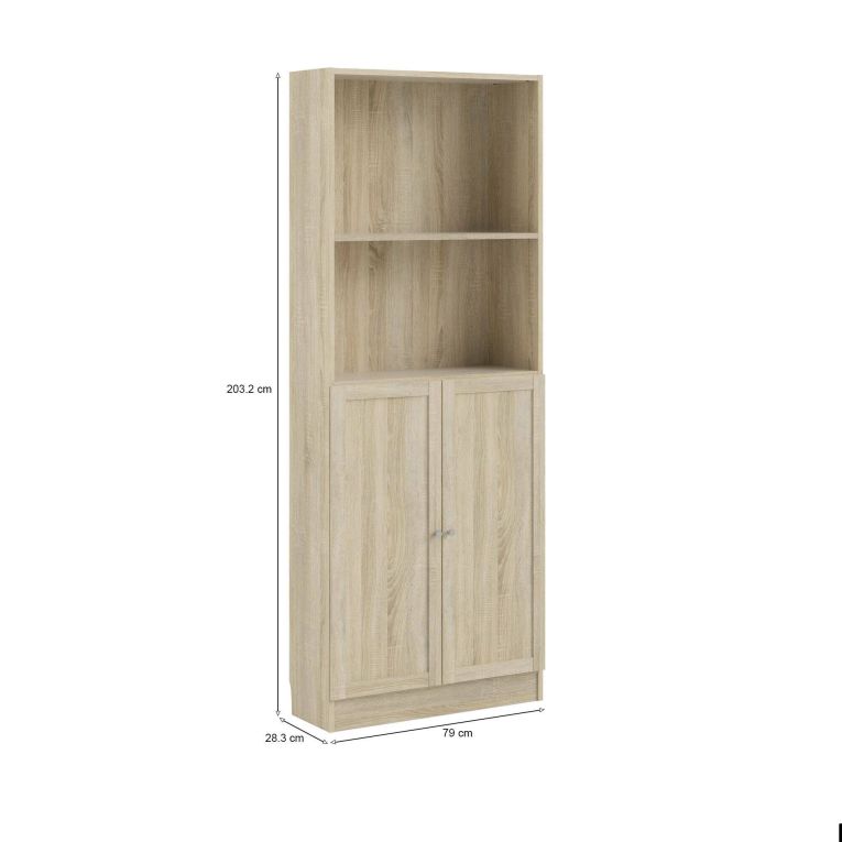 Libreria Anastasie, Scaffale da ufficio, Mobile portalibri, Biblioteca, 28x79 h203 cm, Quercia