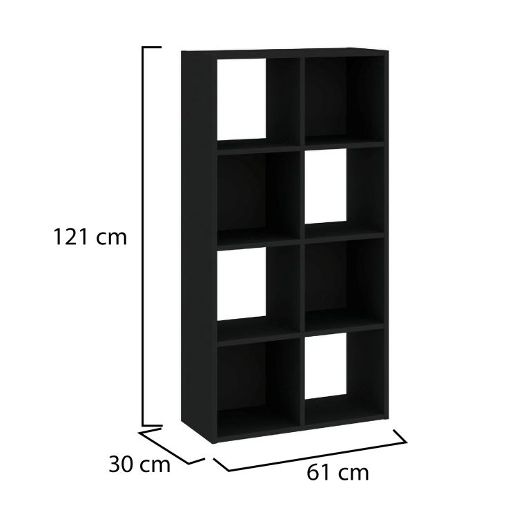 Libreria Antracite 6 Ripiani Installazione a Terra 61x30x121h cm, Struttura Verticale - Lifatila