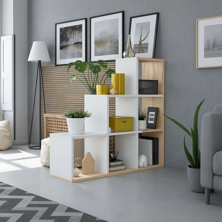 Libreria aperta bianca e rovere 108x110h cm - Abilu