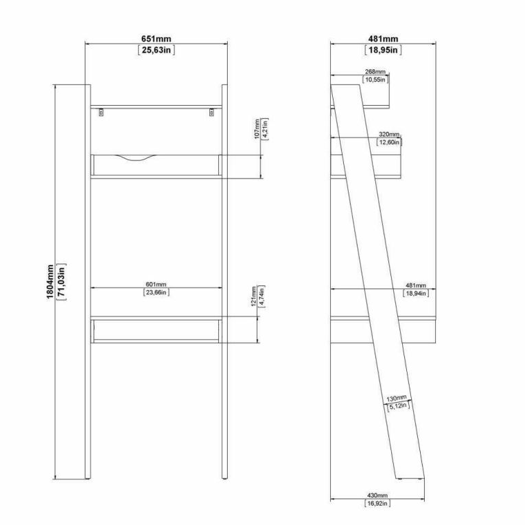 Libreria Aviv, Scaffale da ufficio, Mobile portalibri, Biblioteca, 65x48 h180 cm, Bianco e Quercia
