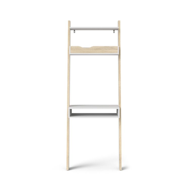 Libreria Aviv, Scaffale da ufficio, Mobile portalibri, Biblioteca, 65x48 h180 cm, Bianco e Quercia