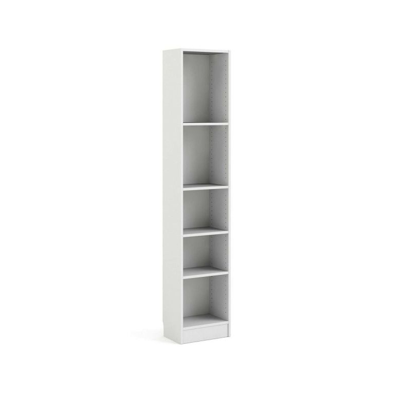 Libreria Axelle, Scaffale da ufficio, Mobile portalibri, Biblioteca, 41x27 h203 cm, Bianco