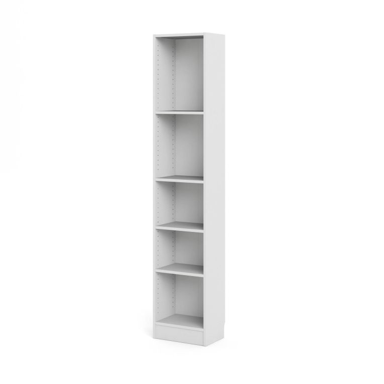 Libreria Axelle, Scaffale da ufficio, Mobile portalibri, Biblioteca, 41x27 h203 cm, Bianco