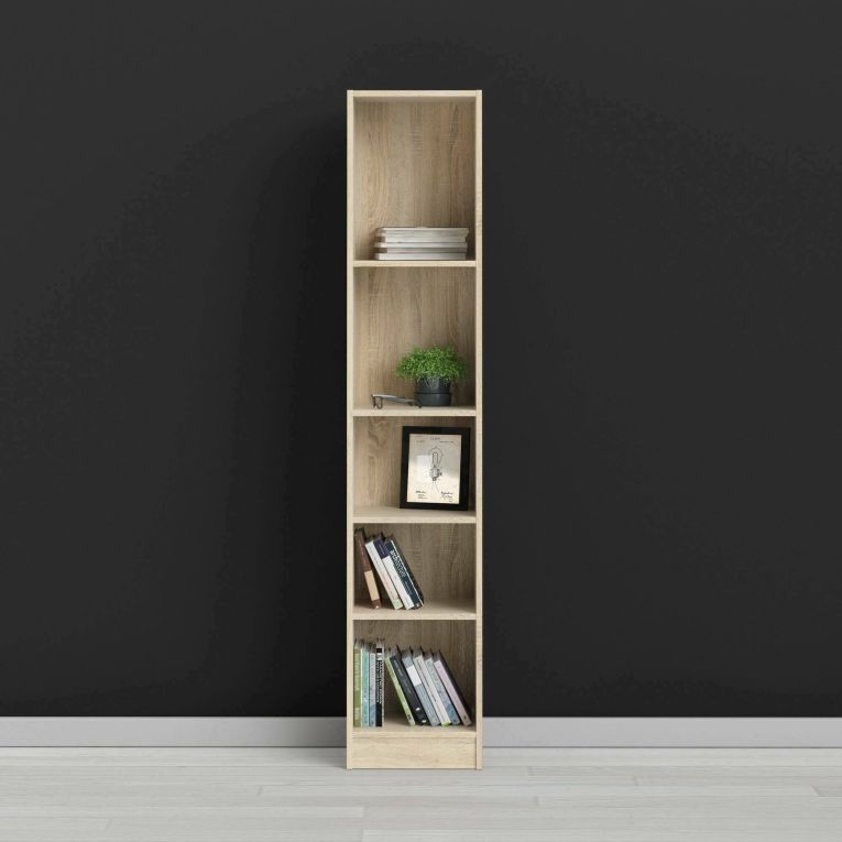Libreria Axelle, Scaffale da ufficio, Mobile portalibri, Biblioteca, 41x27 h203 cm, Quercia