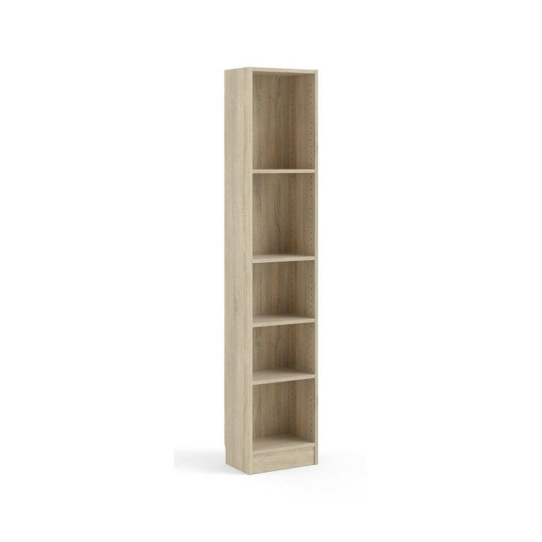 Libreria Axelle, Scaffale da ufficio, Mobile portalibri, Biblioteca, 41x27 h203 cm, Quercia