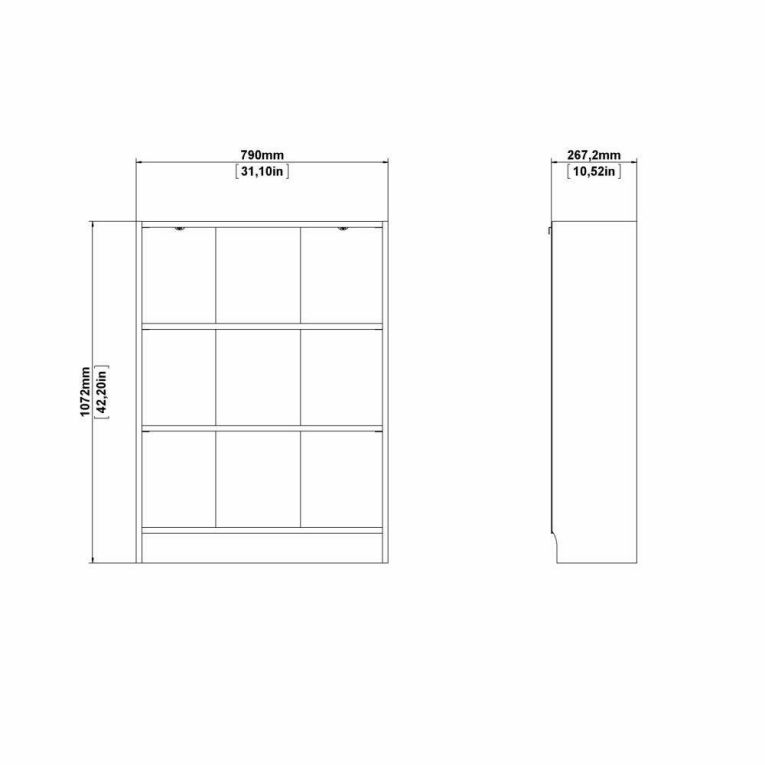 Libreria Azenor, Scaffale da ufficio, Mobile portalibri, Biblioteca, 79x27 h107 cm, Bianco
