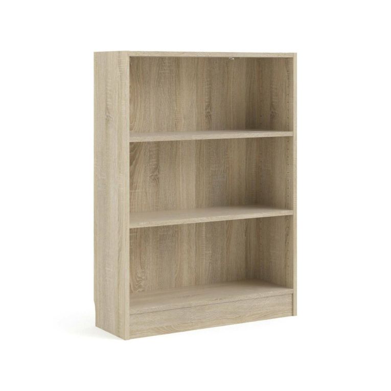 Libreria Azenor, Scaffale da ufficio, Mobile portalibri, Biblioteca, 79x27 h107 cm, Quercia