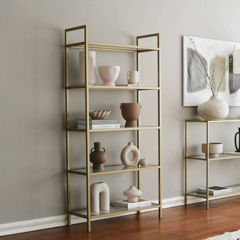 Libreria bassa in vetro oro 80x165h cm - Stratonice
