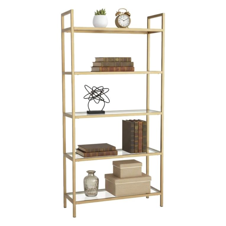 Libreria bassa in vetro oro 80x165h cm - Stratonice
