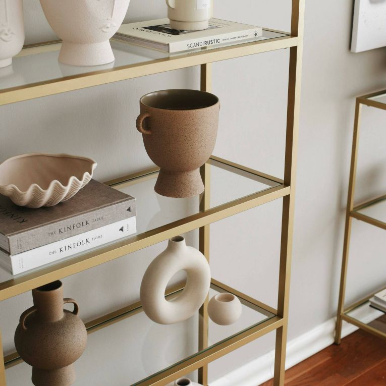 Libreria bassa in vetro oro 80x165h cm - Stratonice