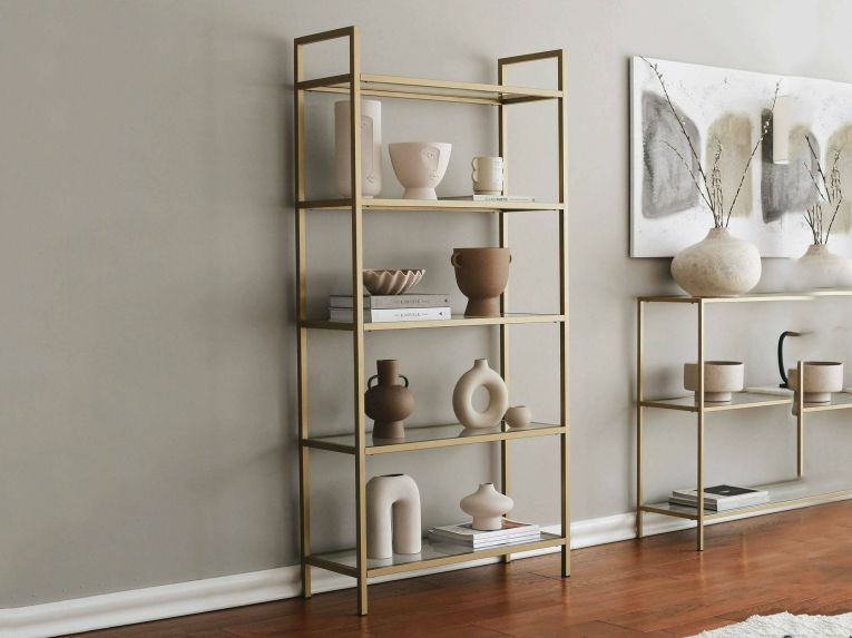 Libreria bassa in vetro oro 80x165h cm - Stratonice
