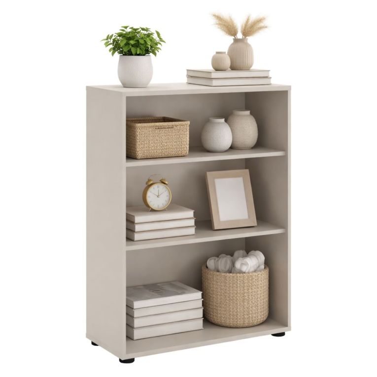 Libreria Beige 2 Ripiani Installazione a Terra 79x34x118h cm, - Leporano