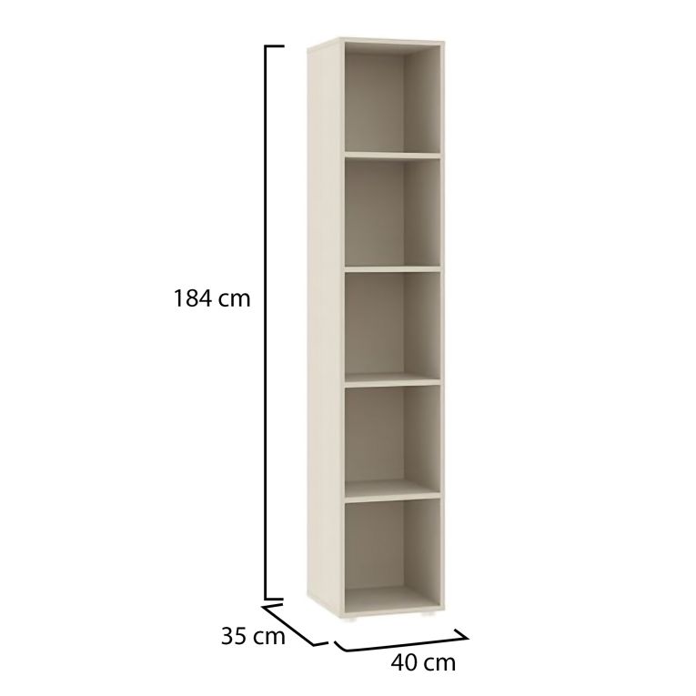 Libreria Beige 4 Ripiani Installazione a Terra 40x35x184h cm, Struttura Verticale - Likagame