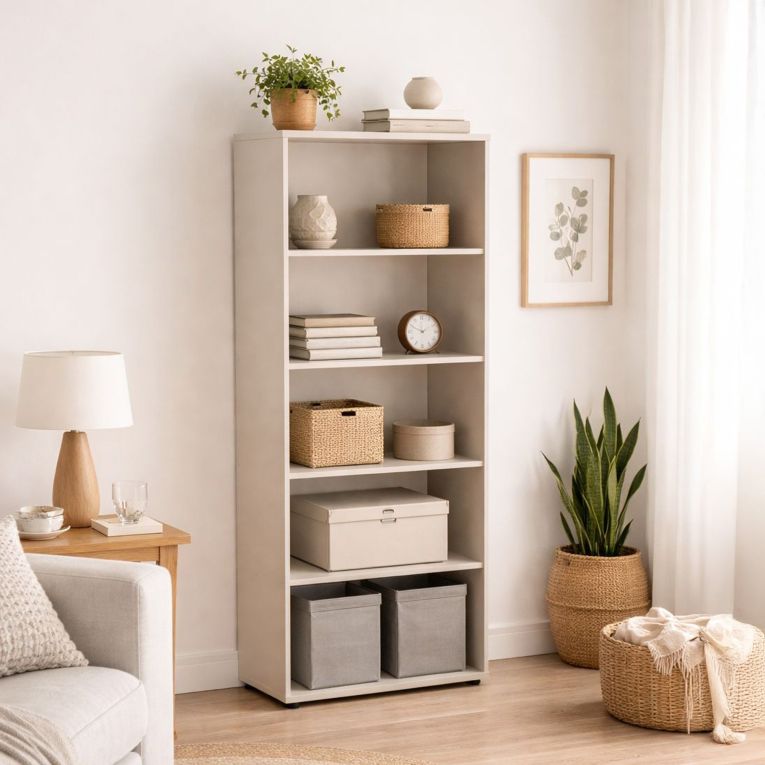 Libreria Beige 4 Ripiani Installazione a Terra 79x34x188h cm, - Brugnera