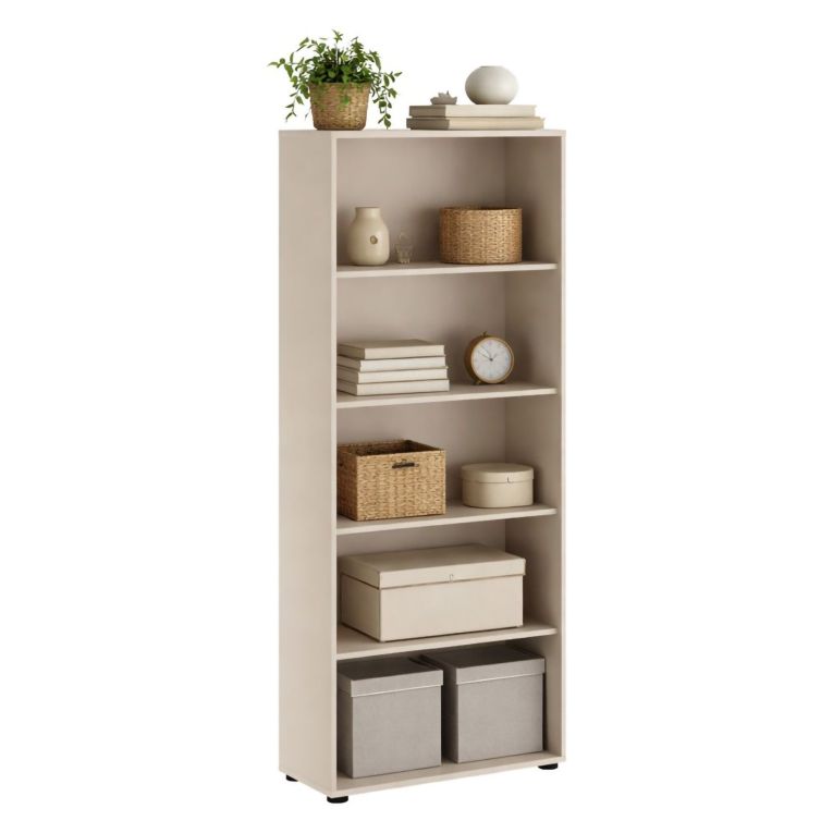 Libreria Beige 4 Ripiani Installazione a Terra 79x34x188h cm, - Brugnera