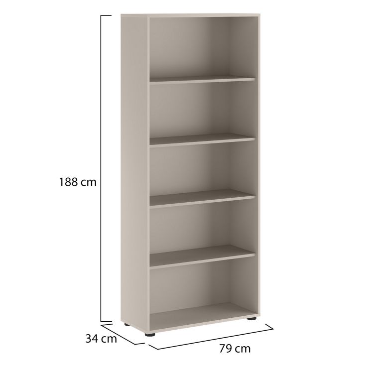 Libreria Beige 4 Ripiani Installazione a Terra 79x34x188h cm, - Brugnera
