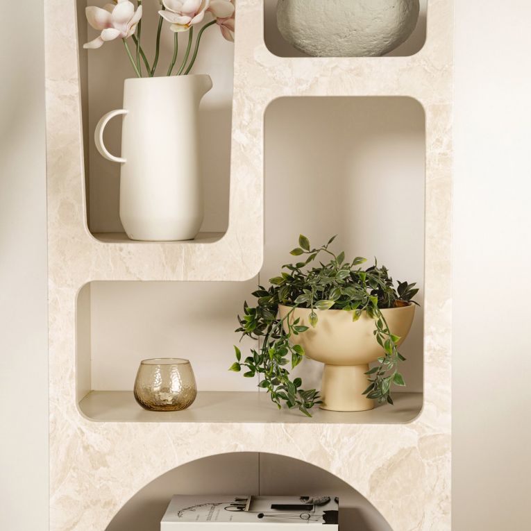 Libreria Beige Marmo 6 Ripiani 6 Vani 60x32x150h cm, Peso Supportato 45 kg - Arsenion
