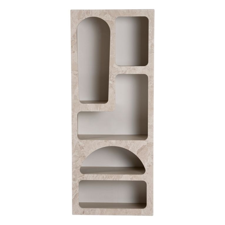Libreria Beige Marmo 6 Ripiani 6 Vani 60x32x150h cm, Peso Supportato 45 kg - Arsenion