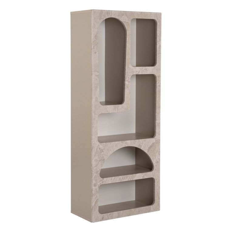 Libreria Beige Marmo 6 Ripiani 6 Vani 60x32x150h cm, Peso Supportato 45 kg - Arsenion