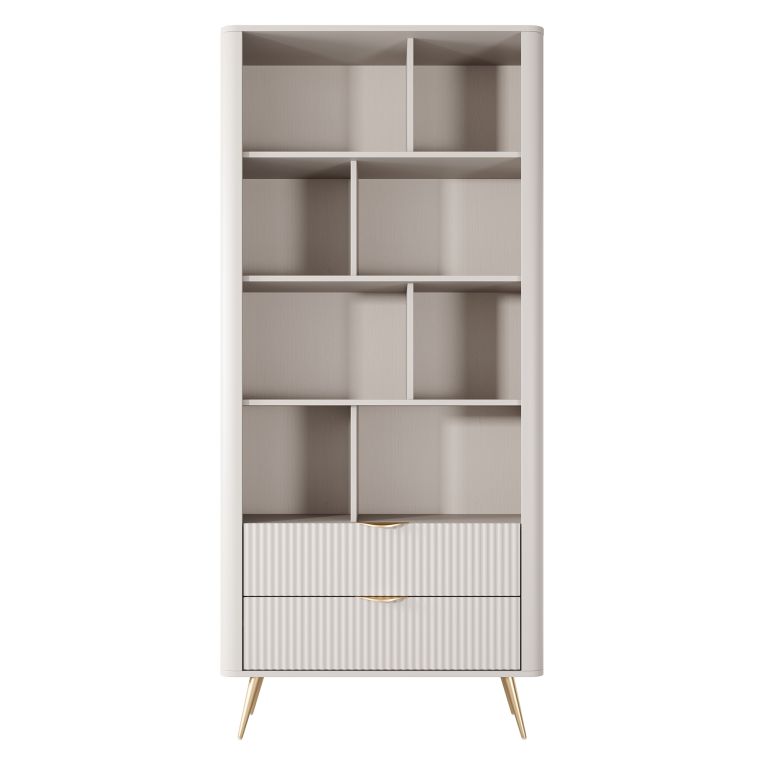 Libreria Beige oro 2 Cassetti 4 Ripiani 88x38x194h cm, con Piedini - Kabavasi