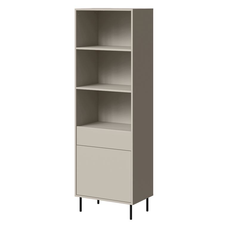 Libreria Beige un Cassetto 3 Ripiani 60x39x184h cm, con Piedini in Metallo - Pioraco