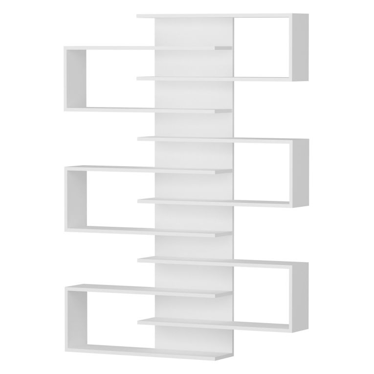 Libreria Bianco 11 Ripiani Installazione Fissaggio al Muro 75x21x161h cm, - Trenzano