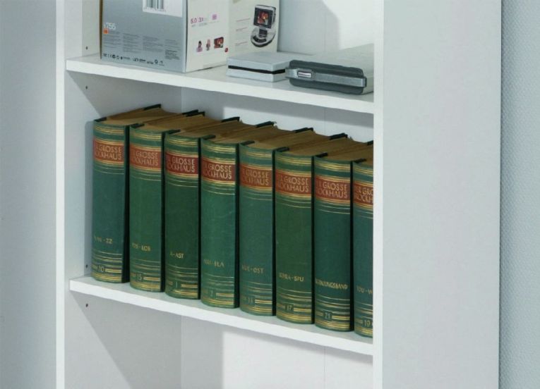 Libreria Bianco 2 Ripiani 2 Ante 60x30x110h cm, Struttura Verticale - Porte