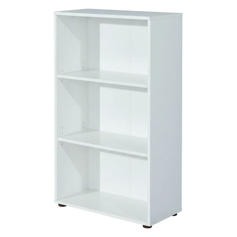 Libreria Bianco 2 Ripiani 2 Ante 60x30x110h cm, Struttura Verticale - Porte