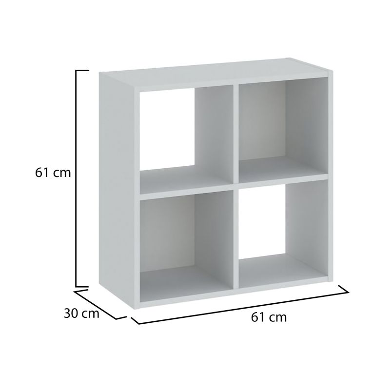 Libreria Bianco 2 Ripiani Installazione a Terra 61x30x61h cm, Struttura Verticale - Liha