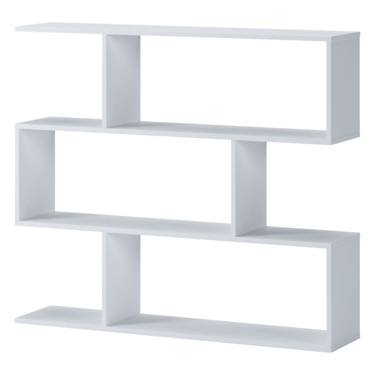Libreria Bianco 3 Ripiani Installazione a Terra 110x25x96h cm, Portata Ripiani 15 - Terzolas