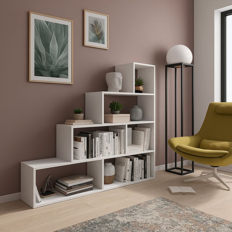 Libreria Bianco 3 Ripiani Installazione a Terra 145x28x143h cm, Portata Ripiani 15 - Serole