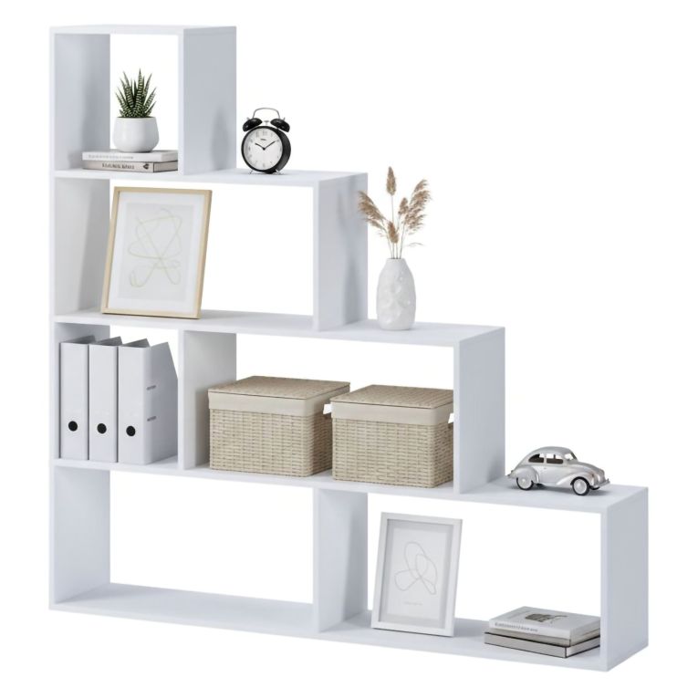 Libreria Bianco 3 Ripiani Installazione a Terra 145x28x143h cm, Portata Ripiani 15 - Serole
