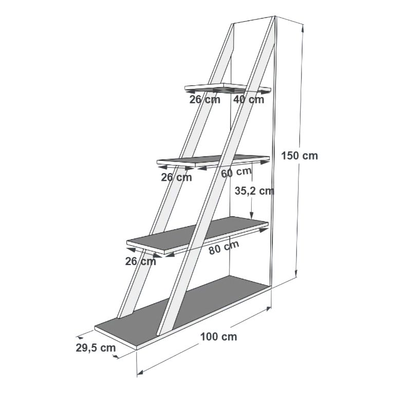 Libreria Bianco 3 Ripiani Installazione Libera 100x30x150h cm, Struttura Verticale - Camaiore