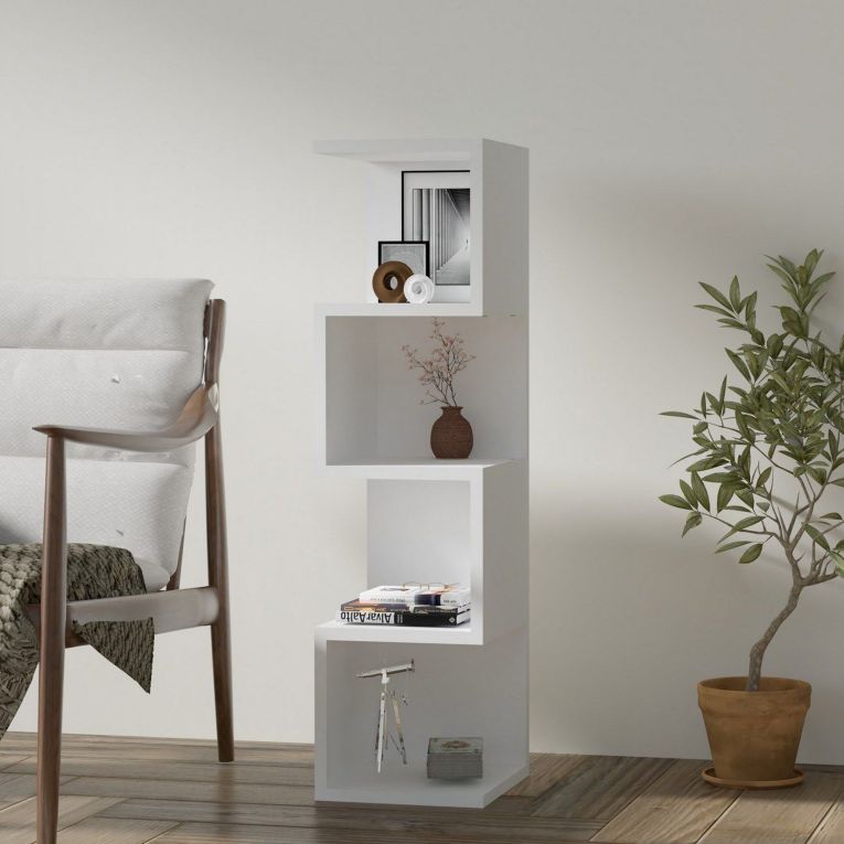 Libreria Bianco 3 Ripiani Installazione Libera 27x25x95h cm, Struttura Verticale - Cissone