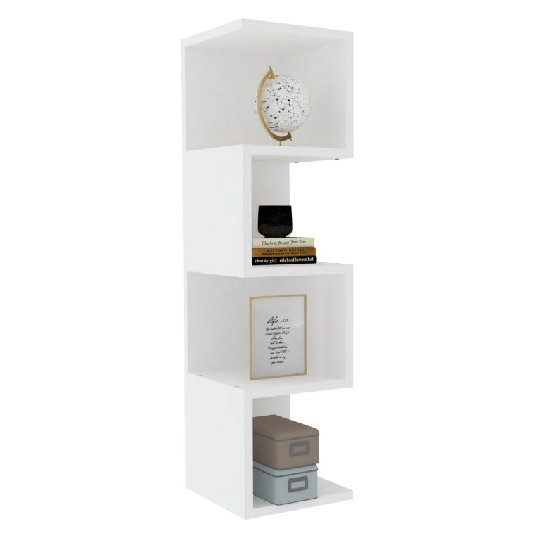 Libreria Bianco 3 Ripiani Installazione Libera 27x25x95h cm, Struttura Verticale - Cissone