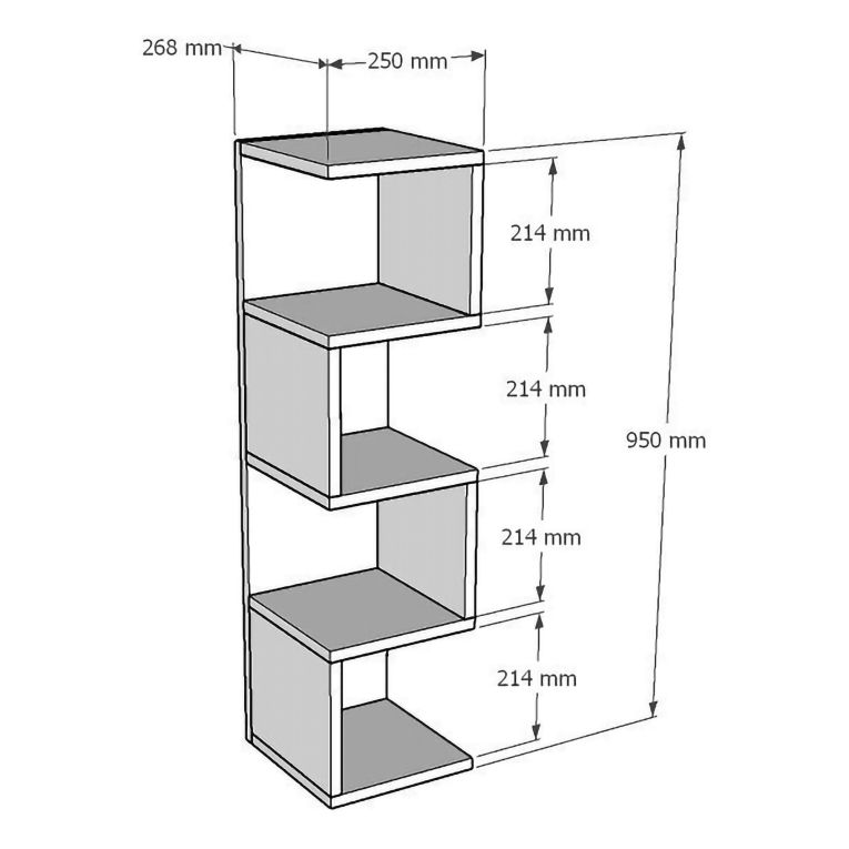 Libreria Bianco 3 Ripiani Installazione Libera 27x25x95h cm, Struttura Verticale - Cissone