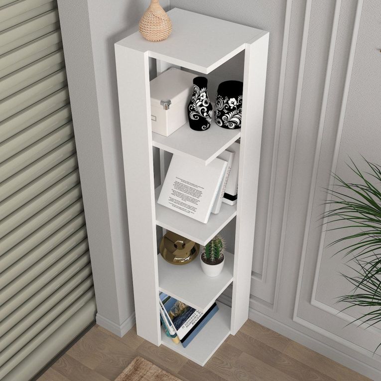 Libreria Bianco 3 Ripiani Installazione Libera 31x33x120h cm, Struttura Verticale - Clivio
